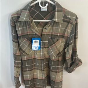 Columbia Green and Brown Casual Button Down Shirt